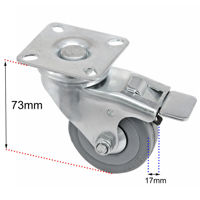 50mm Castor Wheels Trolley Furniture Swivel Caster Small Heavy Duty Braked x 4