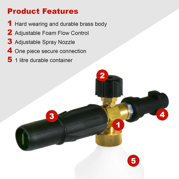 Spray Bottle for KARCHER Snow Foam Nozzle + Car Shampoo Detergent