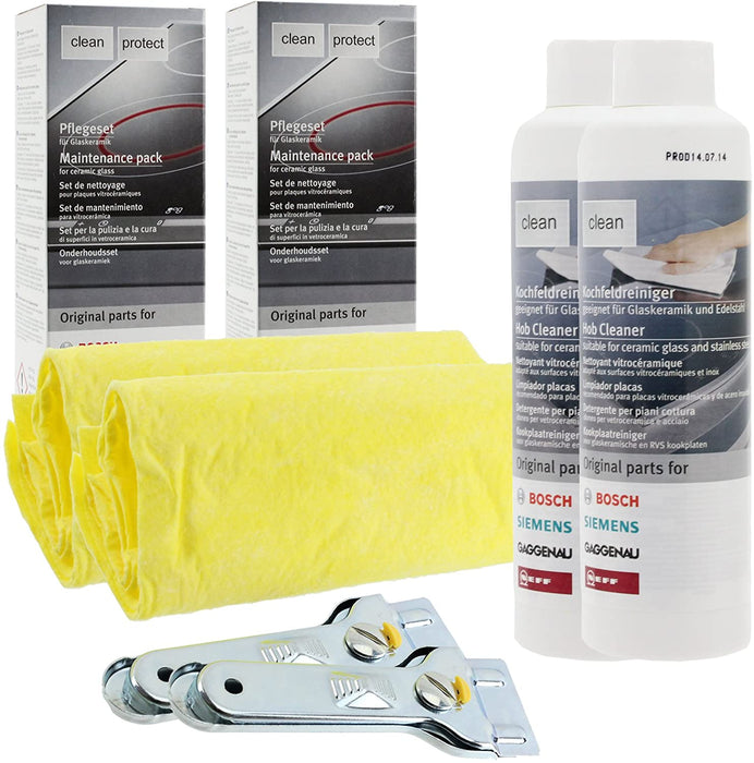 SIEMENS Cooker Glass & Ceramic Hob Cleaning Maintenance Kit (Pack of 2)