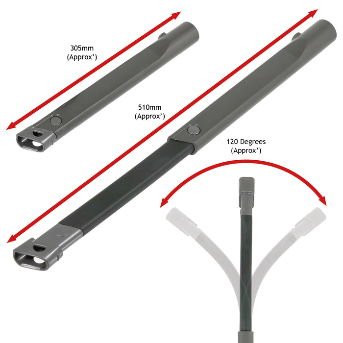 SPARES2GO Crevice Tool Extendable Flexible compatible with DYSON DC07 DC14 DC75 DC48 D46 DC54 V6 DC59 SV04 SV05 SV06 SV07 SV09