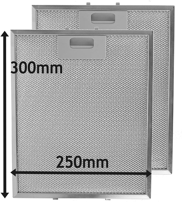 Cooker Hood Metal Mesh Grease Filter for Logik Kitchen Extractor Fan Vent (Silver, 300 x 250 mm, Pack of 2)
