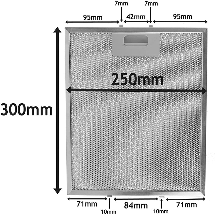 Cooker Hood Metal Mesh Grease Filter for Kitchen Extractor Fan Vent (Silver, 300 x 250 mm)
