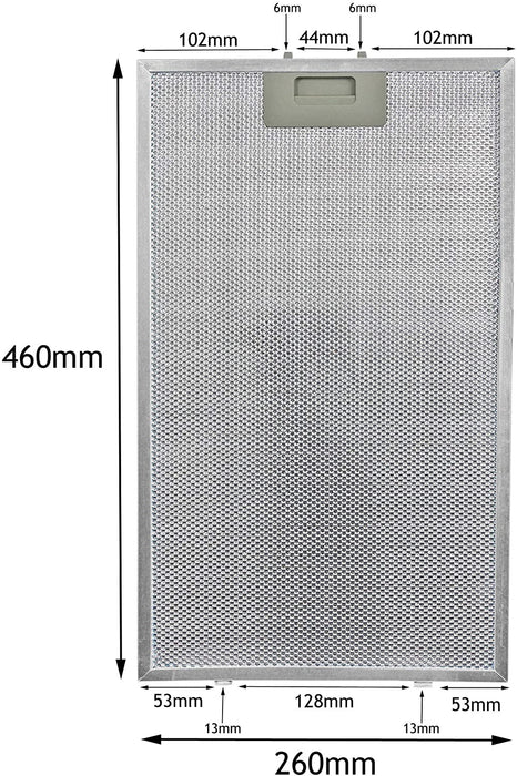 Cooker Hood Filter for Howdens Lamona LAM2501 Metal Mesh Grease Extractor Vent (460 x 260mm, Pack of 2)