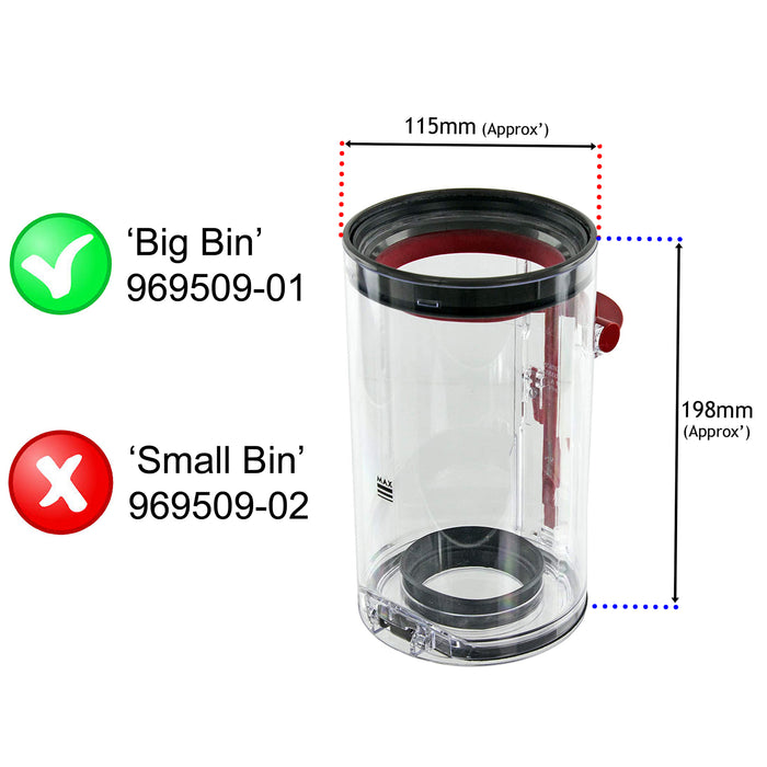 Dyson V10 SV12 Dirt Bin Animal Absolute Total Clean Vacuum Cleaner 'Big Bin' 969509-01