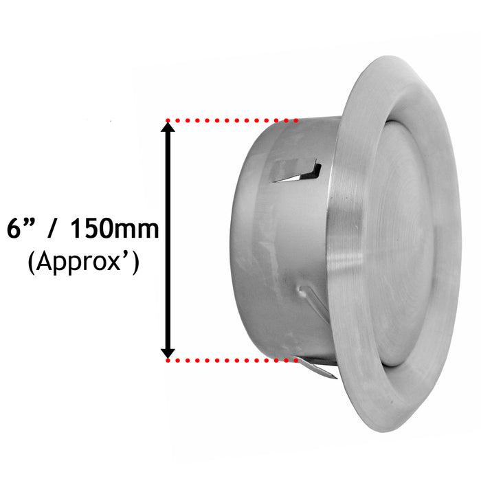 Stainless Steel Round Ceiling Extractor Exhaust / Supply Wall Vent (6" / 150mm)