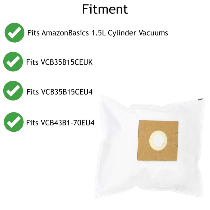 Dust Bags for AMAZONBASICS VCB35B15CEUK VCB35B15CEU4 1.5L Vacuum G51 x 5 Fresh
