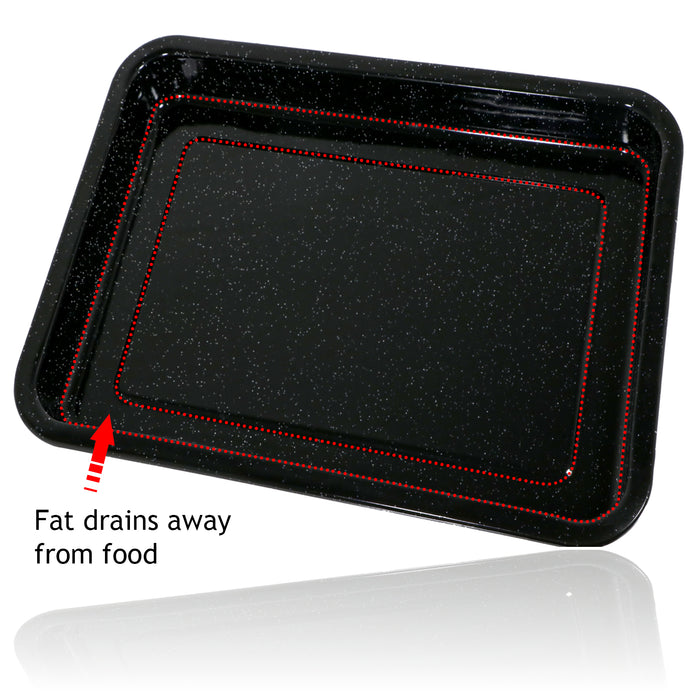 UNIVERSAL Large Grill Pan, Rack & Dual Detachable Handles for Oven Cookers 420x300mm