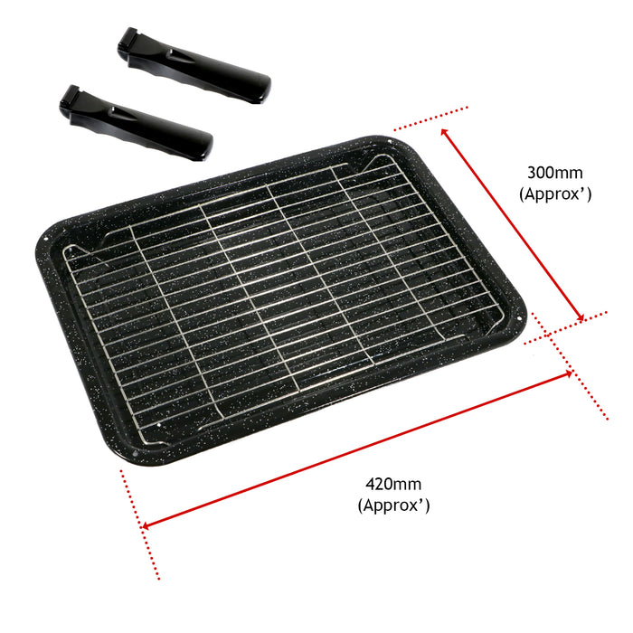 Large Grill Pan, Rack & Dual Detachable Handles for CREDA Oven Cookers