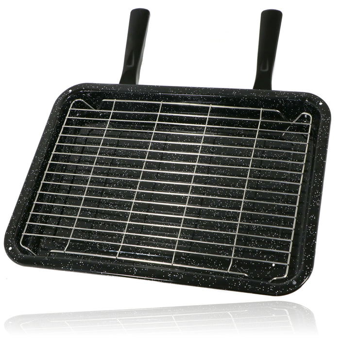 UNIVERSAL Large Grill Pan, Rack & Dual Detachable Handles for Oven Cookers 420x300mm