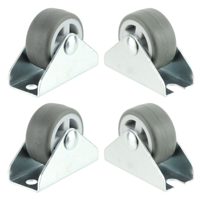 Castor Wheel Trolley Wheels Caster 32mm 1'' Mini + Screws Rubber Fixed x 4