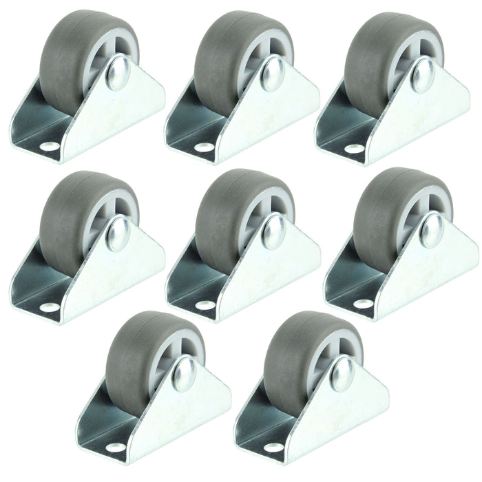 Universal Castor Wheels Fixed Plate Fixing 1'' Mini Wheel (32mm, Pack of 8)