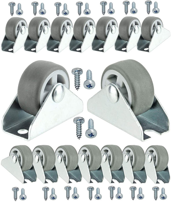 Castor Wheel Trolley Wheels Caster 32mm 1'' Mini + Screws Rubber Fixed x 16