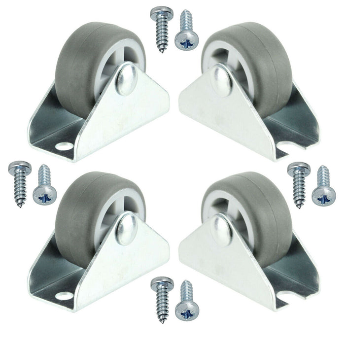 Castor Wheel Trolley Wheels Caster 32mm 1'' Mini + Screws Rubber Fixed x 4