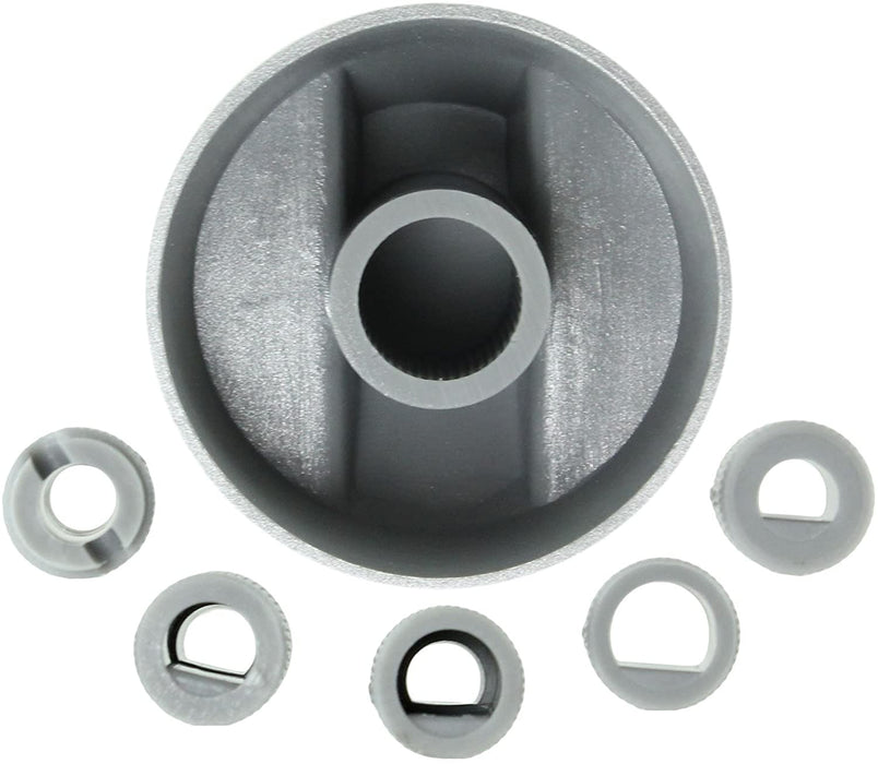 Silver Oven Knobs UNIVERSAL Hob Cooker Control Dial & Adaptors Set (Chrome Effect, Pack of 4)
