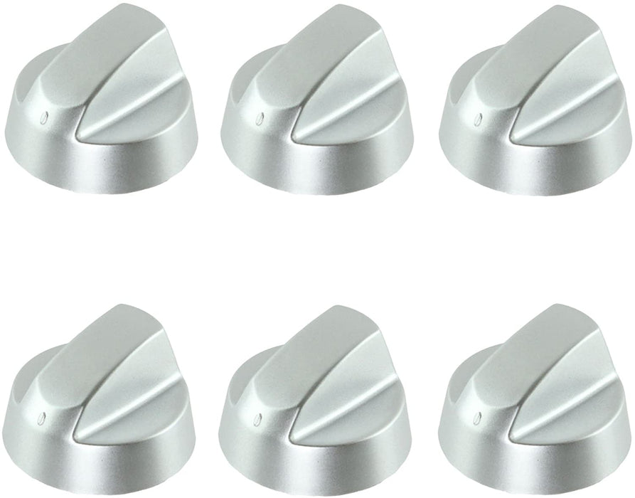 Control Knob Dial & Adaptors for AEG Oven / Cooker (Silver, Pack of 6)