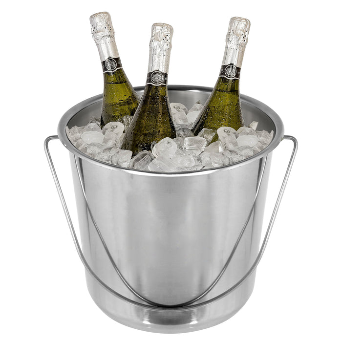 12 Litre Stainless Steel Pail Bucket with Handle for Catering (Silver, Pack of 2 Buckets)