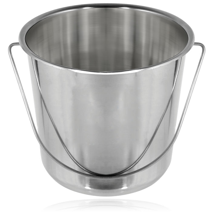 12 Litre Stainless Steel Handled Pail Bucket for Champagne & Ice (Silver, Pack of 2 Buckets)