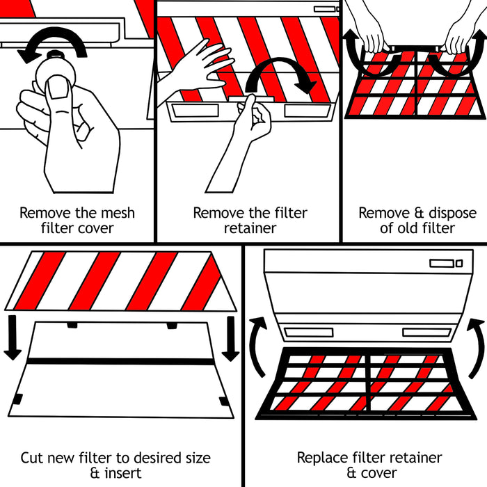 Filter for Kenwood Cooker Hood Mesh Grease Extractor Fan Vent Filters Metal 57 x 47cm x 2