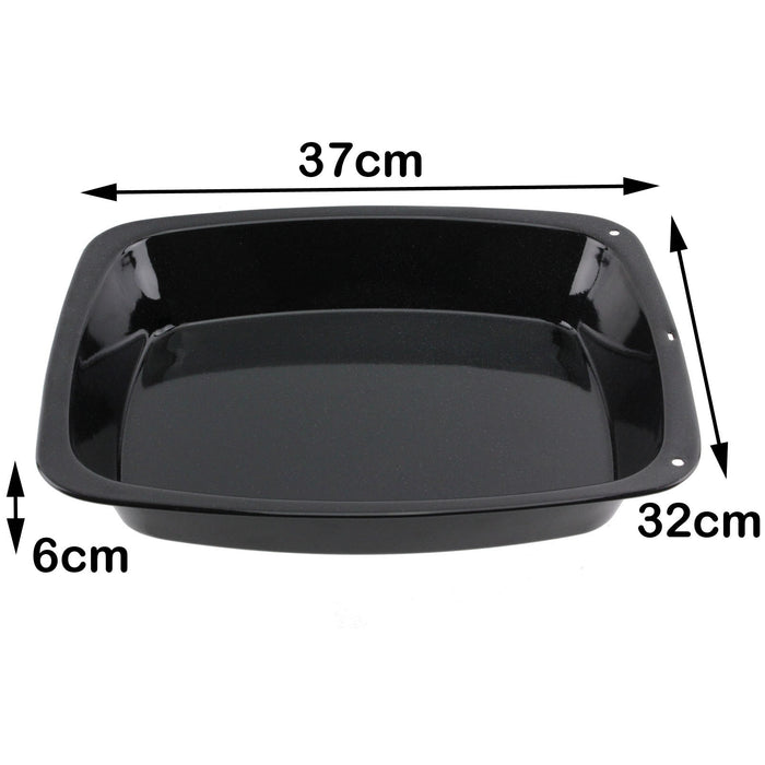 2 x Vitreous Enamel Roasting Tin Deep Large Non Stick Pans for Cooker Oven