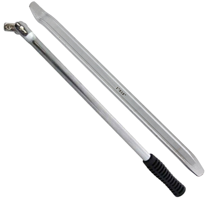 1/2" Drive Breaker Bar Wheel Balance Flexi Socket Head + 18" Tyre Iron + Socket Set (10mm, 13mm, 17mm & 19mm)