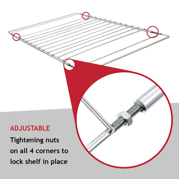 Universal Adjustable BBQ Grill Locking Shelf Chrome Charcoal Extendable x 2
