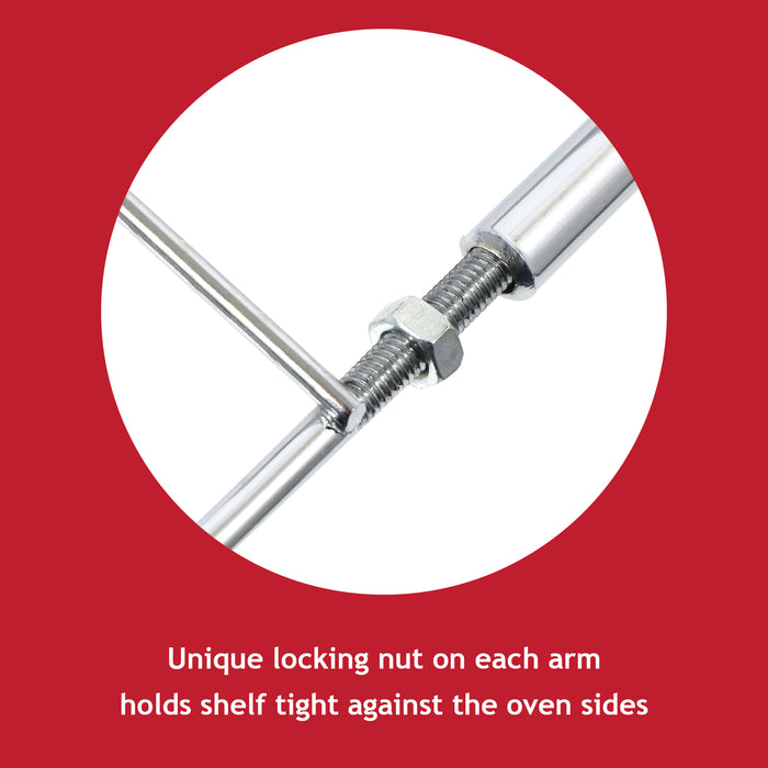 Adjustable Oven Shelf Universal Extendable Locking BBQ Grill Chrome
