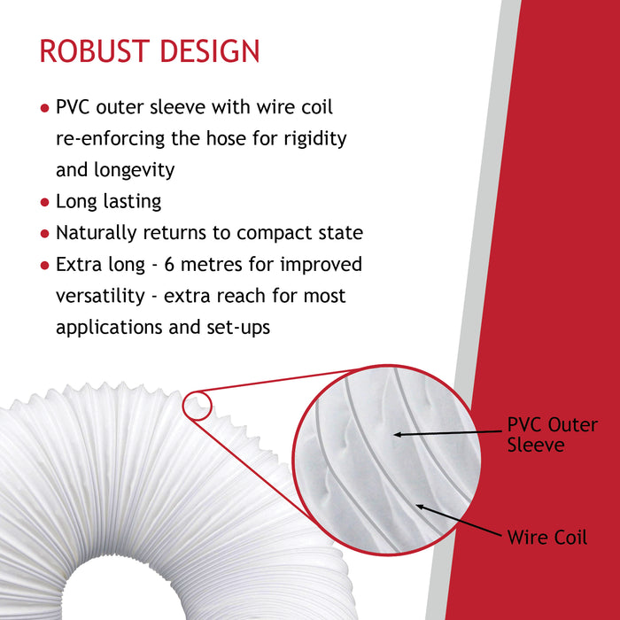 Extra Long Vent Hose & Screw Clips Kit for Bosch Tumble Dryer (6 Metre, 100mm Diameter)