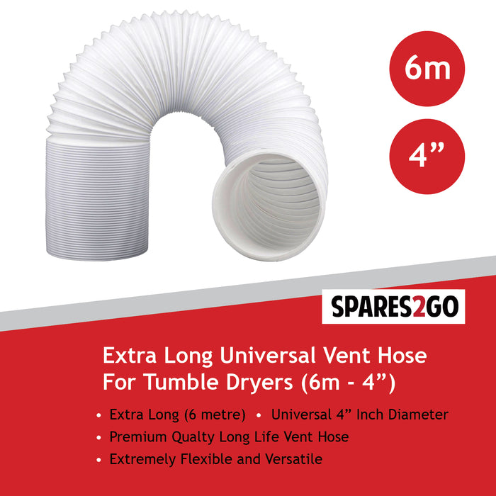 Extra Long Condenser Vent Hose Pipe for Servis Vented Tumble Dryer (6m / 4")