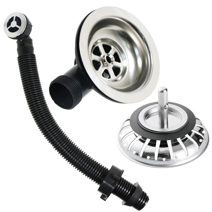 Sink Strainer Basket Round Overflow Waste Drain Plug Chrome Plated Stainless Steel Kitchen Bathroom Basin (40mm, 1 1/2")
