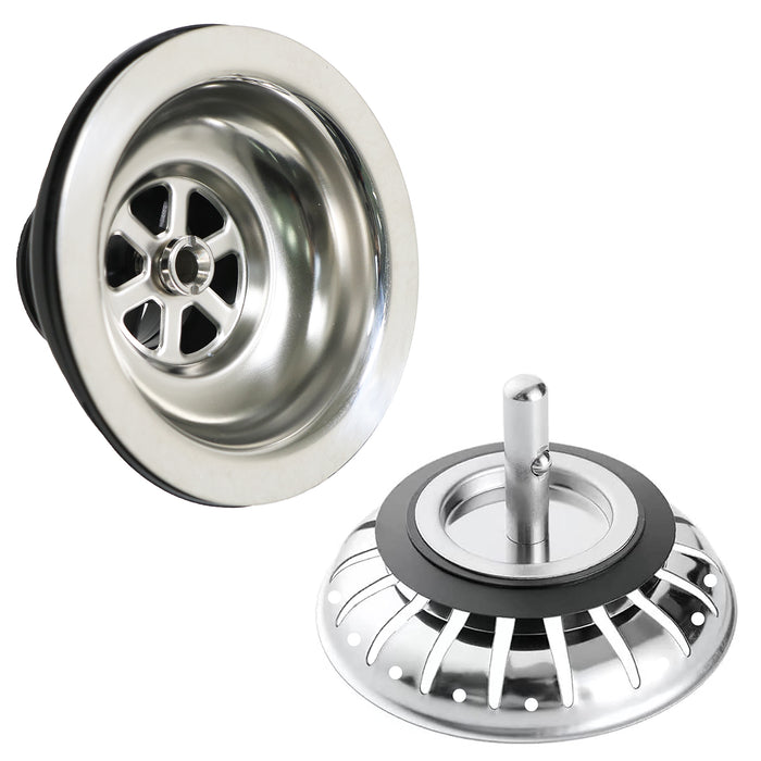 Sink Strainer Basket Waste Drain Plug Chrome Plated Stainless Steel Kitchen Bathroom Basin (40mm, 1 1/2")