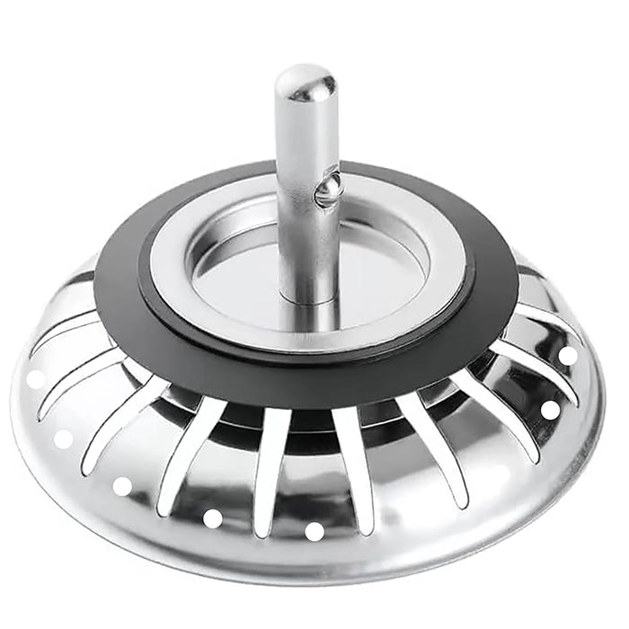 Sink Strainer Basket Waste Drain Plug Chrome Plated Stainless Steel Kitchen Bathroom Basin (40mm, 1 1/2")