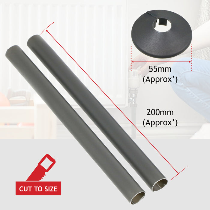 Radiator Pipe Covers Shroud Collars Sleeve Anthracite Grey 15mm x 200mm