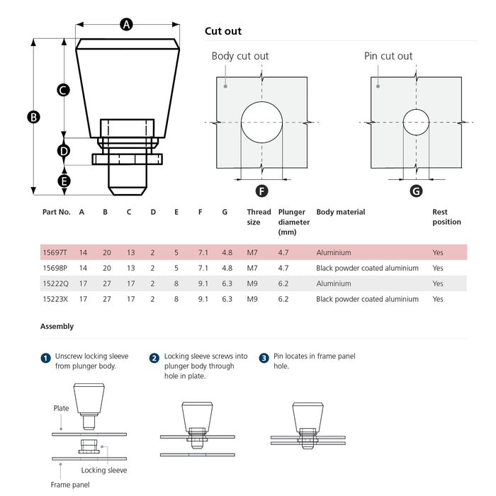 M7 Mini Index Plunger for Thin-Walled Material stainless steel