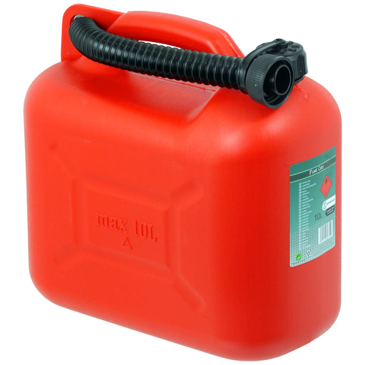 Fuel Can 10L Red Large Plastic Petrol Diesel Jerry Can Canister + Flexible Spout Red