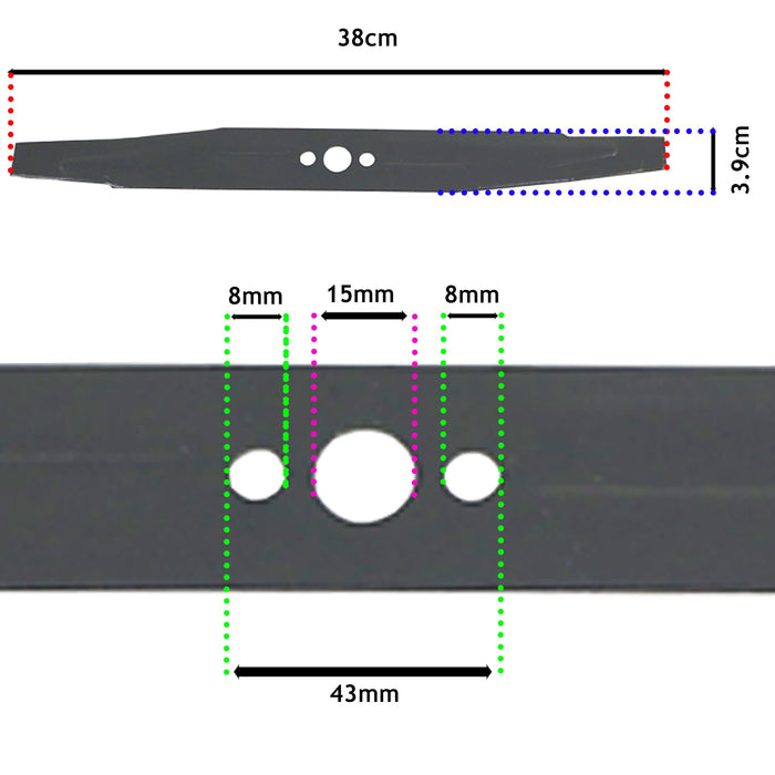 Blade for Flymo Glide Master 380 Lawnmower Domestic L400 38cm 15" + Spacers
