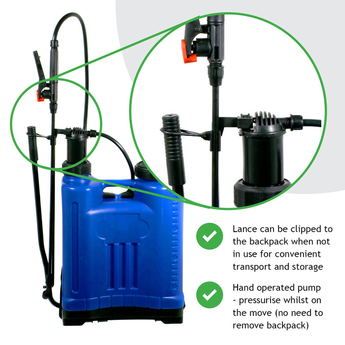 Knapsack Sprayer Garden Weed Backpack Pressure Spray Lance 16L