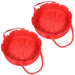Air Fryer Basket Liner Silicone Pot Mat Non-Stick Multi Cooker Frying Round Tray With Handle Red 2 x Baskets Liners