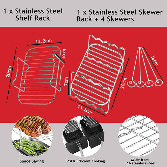 Racks for Salter Air Fryer EK4548 EK4750 EK5196 Double Basket Grill Shelf Skewer x 2