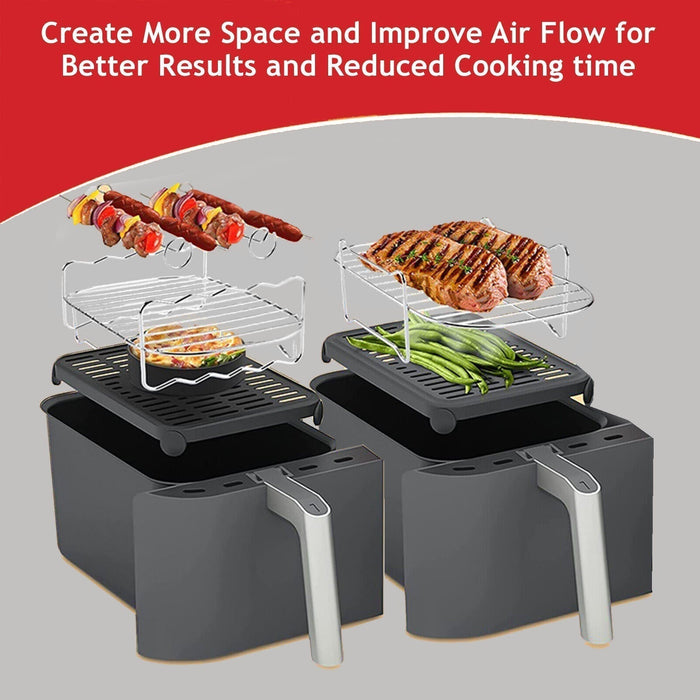 Grill Racks for Keplin 9L Dual 8-IN-1 Air Fryer Double Basket Shelf Skewer x 2