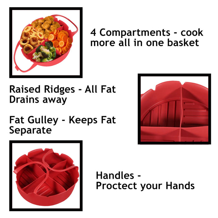 Basket Liner for INSTANT Vortex 3.8L 5.7L Air Fryer Silcone Non-Stick Mat Red
