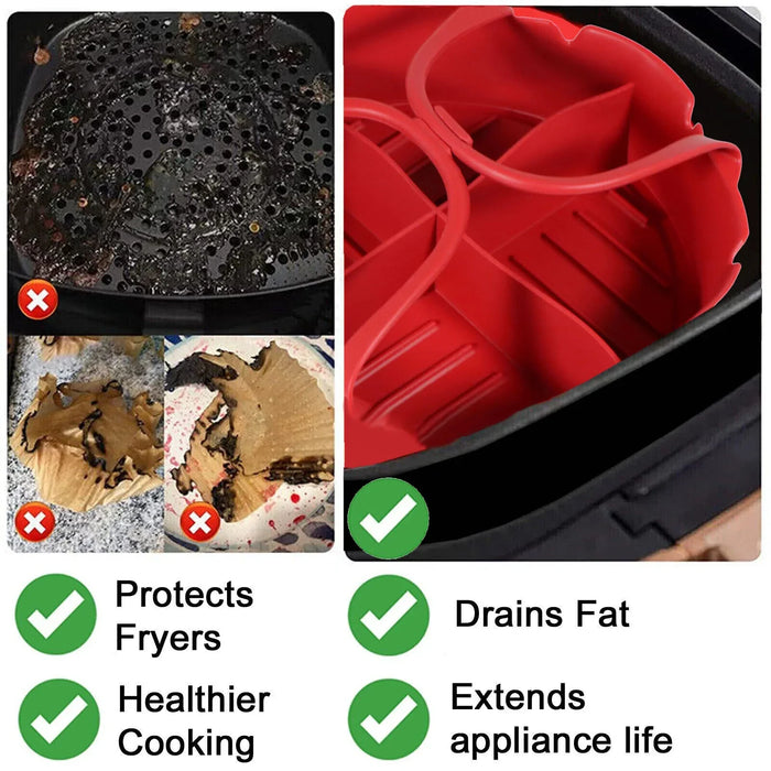 Basket Liner for BLAUPUNKT Rapid Air Fryer 3L 4.5L AFD501 AFD601 Silicone Set Red