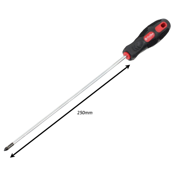 3 Extra Long Screwdriver Phillips Slotted Hardened Steel Magnetic Tip Box Set