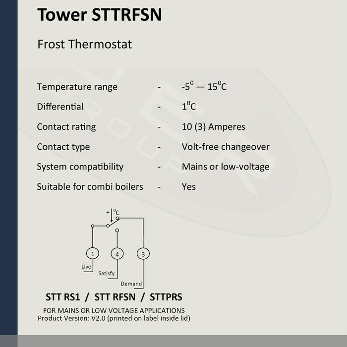 TOWER Frost Protection Thermostat Combi Boiler Heating Control Dial STTRFSN STAT