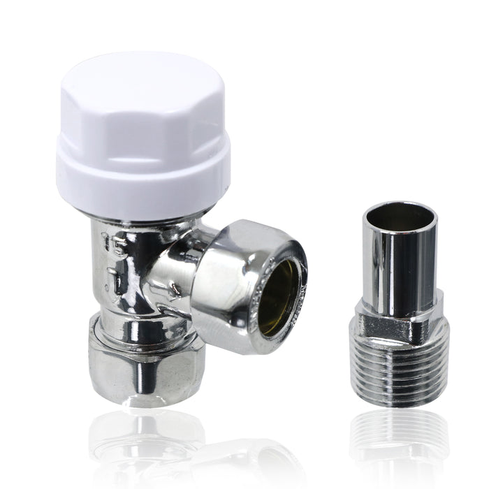TOWER Thermostatic Radiator Valve Set Angled Lockshield 10-15mm TRV Head White