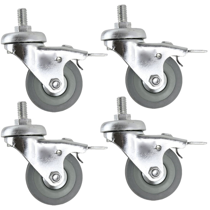 Castor Wheel Trolley 50mm M10 Threaded Swivel Braked Non-Braked 8 x Caster Wheels