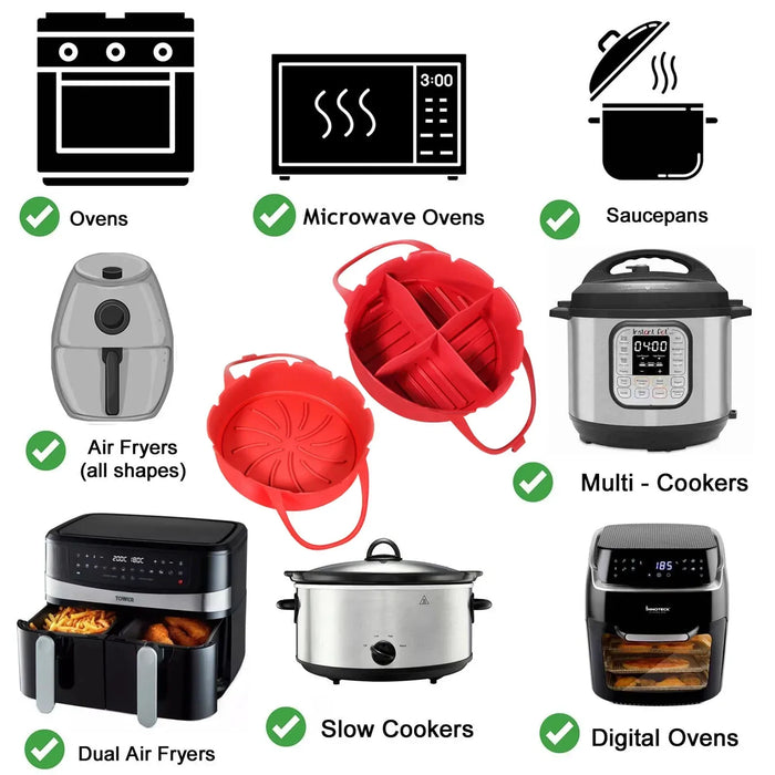Basket Liner for COSORI 3.5 3.8 4.7 5.5 L Air Fryer Silcone Non-Stick Set Red