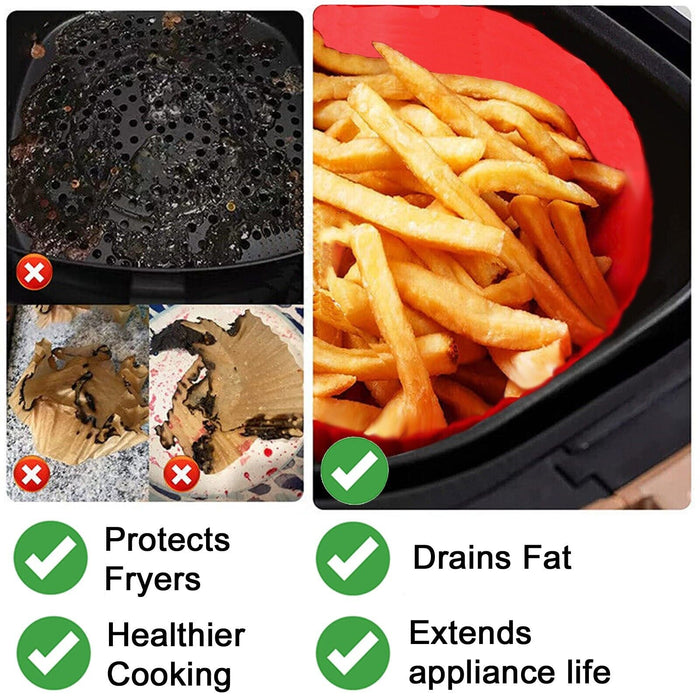 Air Fryer Basket Liner Silicone Pot Mat Non-Stick Multi Cooker Round Tray Set