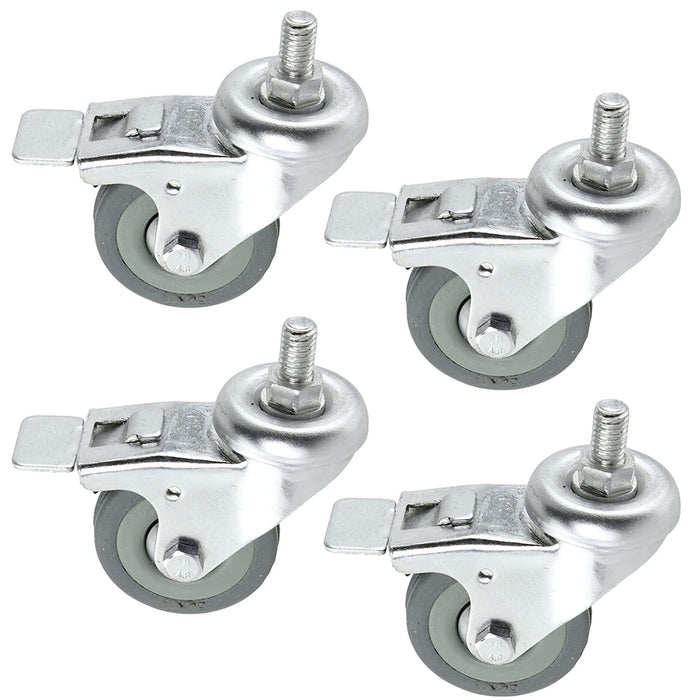 Castor Wheel Trolley 50mm M10 Threaded Swivel Braked 8 x Caster Wheels + Nuts