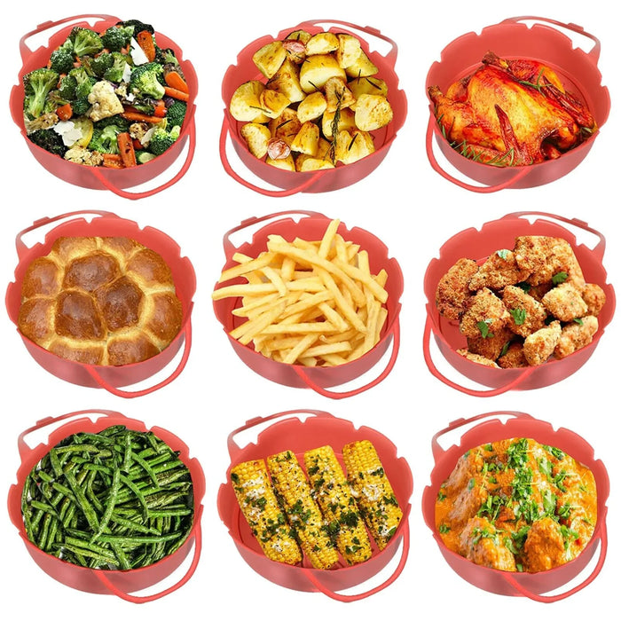 Basket Liner for BLAUPUNKT Rapid Air Fryer 3L 4.5L AFD501 AFD601 Silicone Set Red