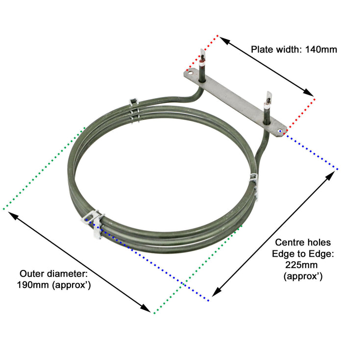 Fan Oven Element for Electrolux Cooker Heater 3 Turn Heating Element 2500W